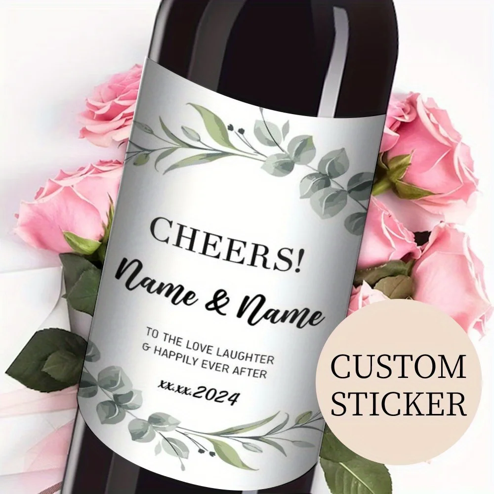 [Customized Products] (Upgraded Version, Sun-Proof and Waterproof) Customized Wedding Wine Bottle Stickers, Suitable for Wedding Gifts, Wedding Banquets, Wedding Decoration Supplies, and Wedding Decoration Party Favors