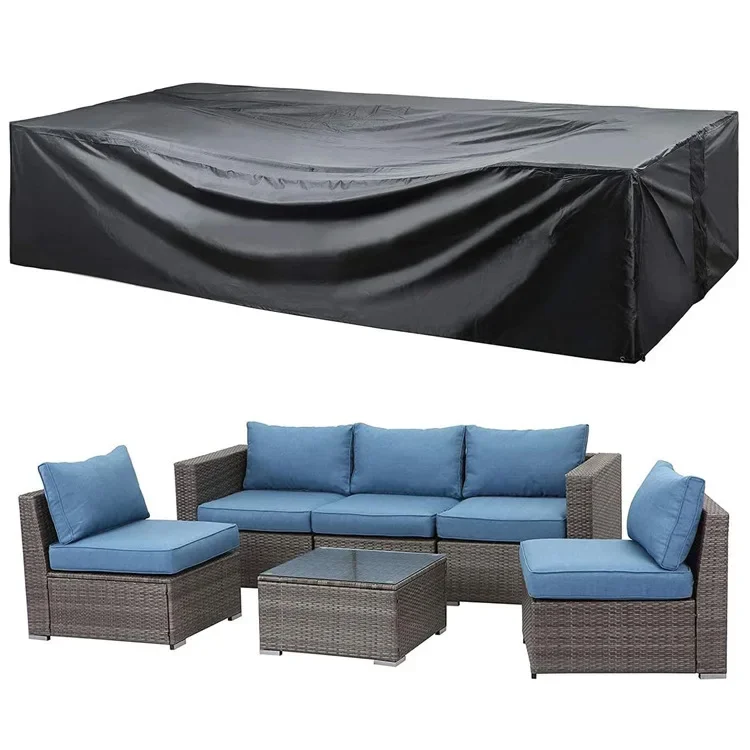 

Amazon hot sale 210D black silver coated Oxford cloth sofa cover courtyard outdoor furniture cover dust rain