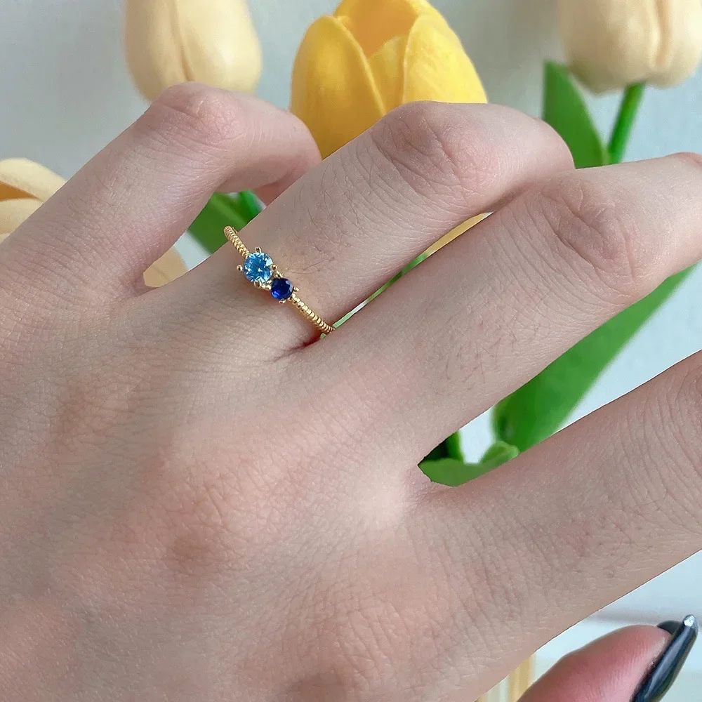 STL Japan and South Korea S925 Sterling Silver Ins Style Ring Women Lightweight Simple Personality Twists Micro Inlay