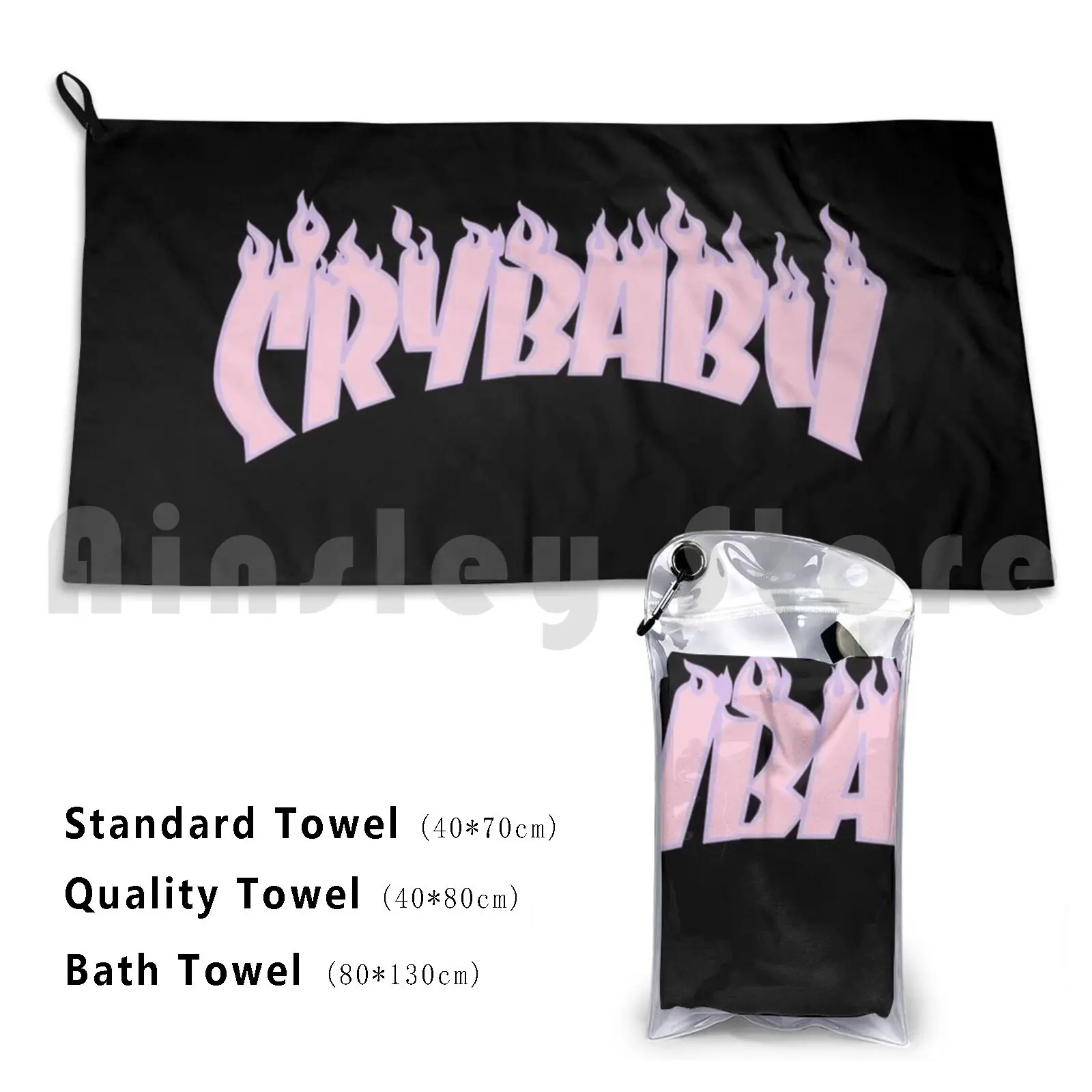 Pastel Flames Bath Towel Beach Cushion Pastels Flames Kawaii Cute Pink Lilac Aesthetic Tumblr Cry Baby Crybaby