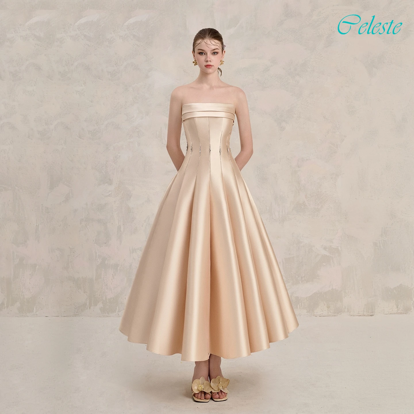 

Customized A-Line Strapless Elegant Delicate Evening Dress Fashion Temperament Party Gowns High Quality Bespoke Occasion Gowns
