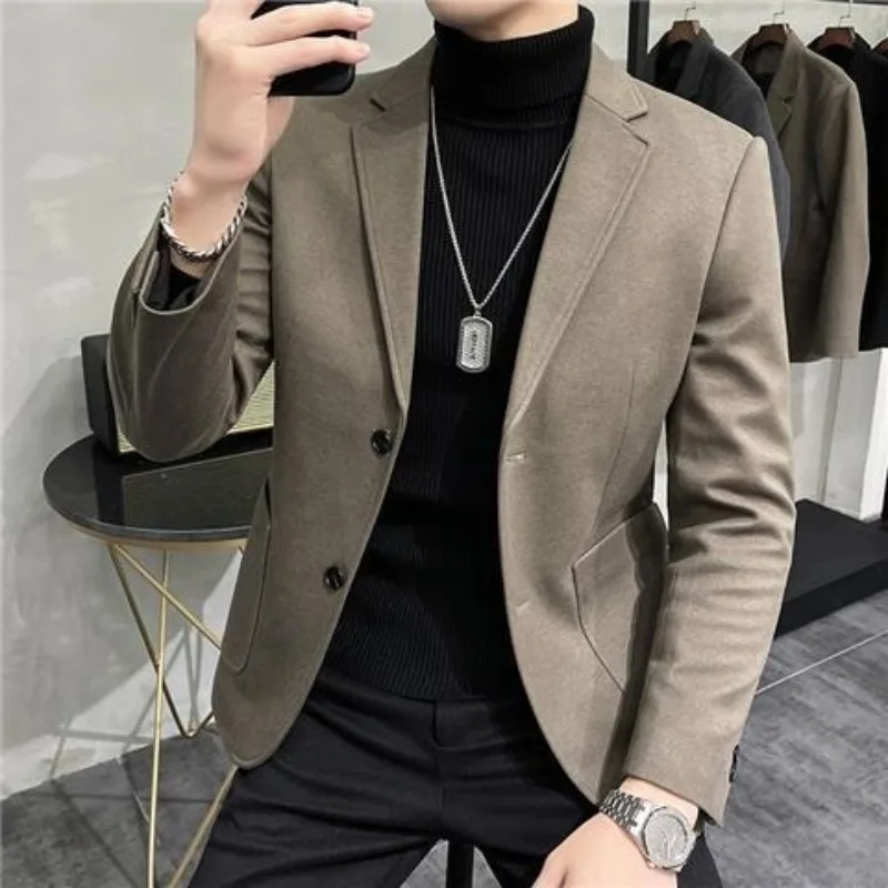 

Pocket Spring Autumn Man Suits and Blazers Korean Style Clothes Handsome Fashion 2025 Coats Trendy New in Vintage Jacket for Men