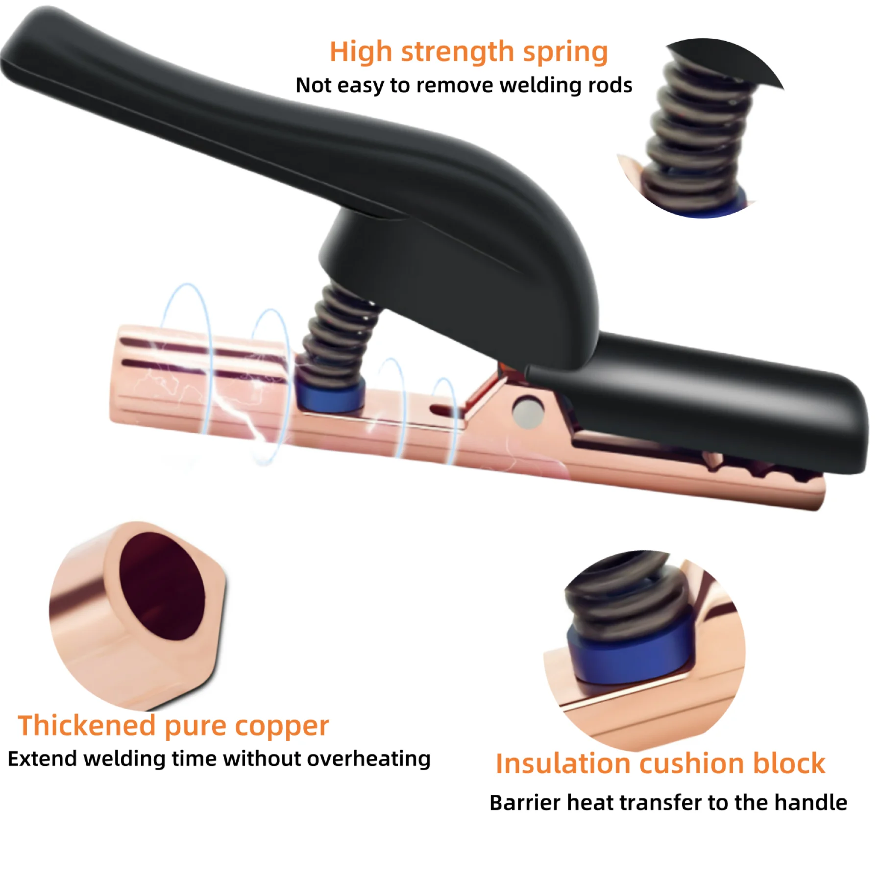 Imagem -02 - Eletrodo Soldagem Grampo Eletrodo Alicate de Cobre Roxo 500a800a Anti Slip e Anti Scald Handle Acessórios de Soldagem