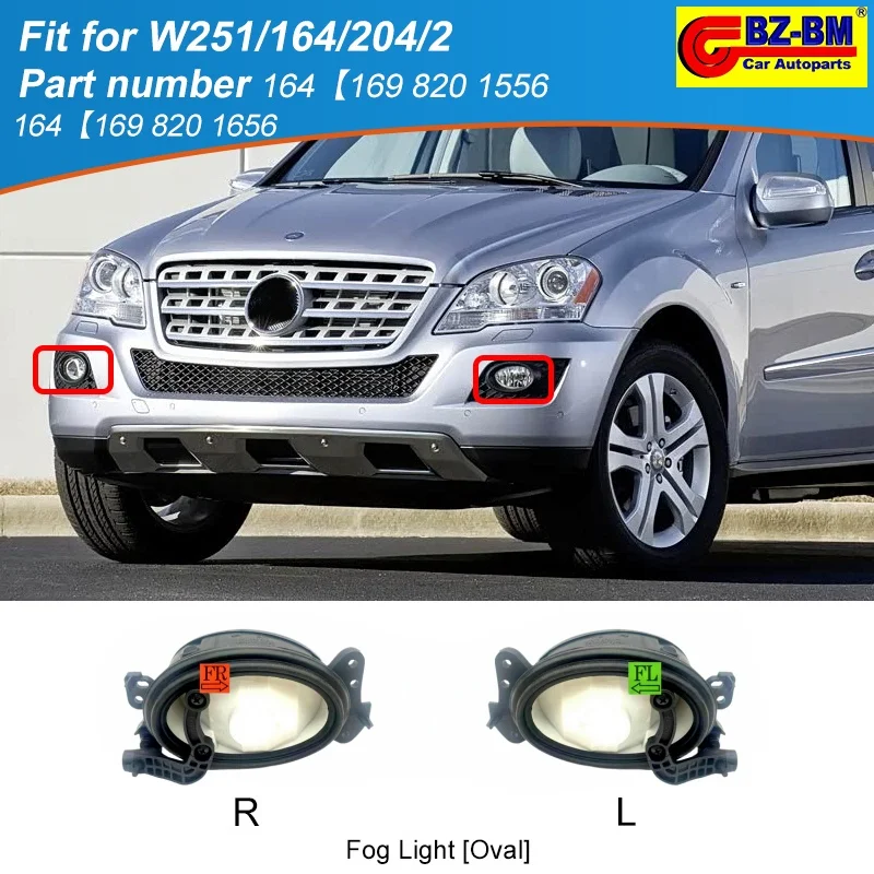 

Передний бампер автомобиля, решетка, противотуманная фара, противотуманные фары для Mercedes Benz W164 Ml350 Ml400 OEM 1698201556 1698201656