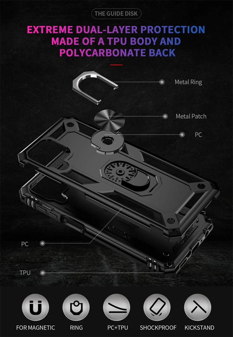 For Sumsung M33 Case Shockproof Armor Metal Ring Phone Case For Samsung Galaxy M33 5G 2022 SM-M336B Car Holder Back Cover