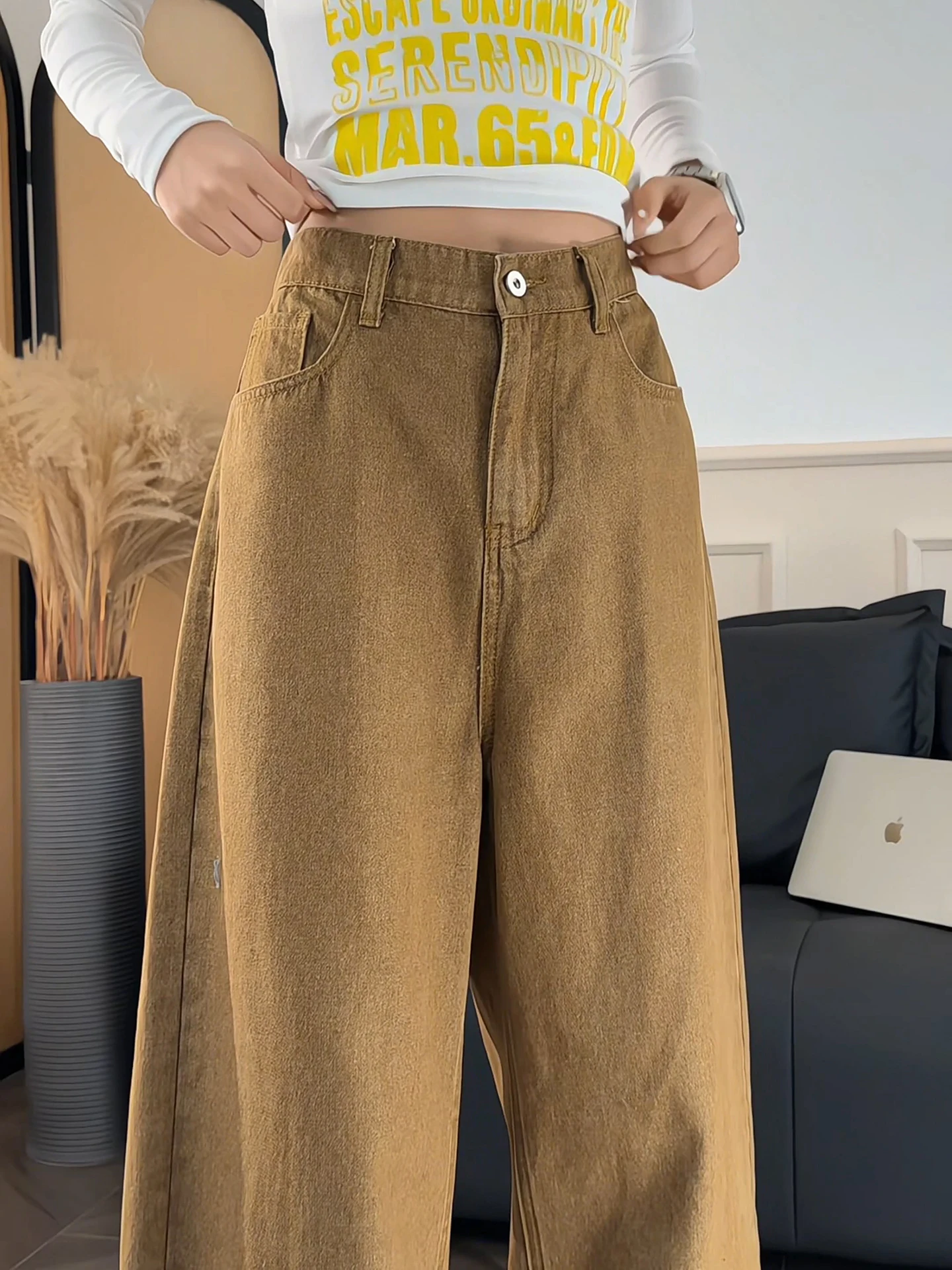 

High Waist Wide Leg Jeans Men Women Sle Waed Workwear Knife Loose Straight Cut Trousers Autumn Season Casual Wear