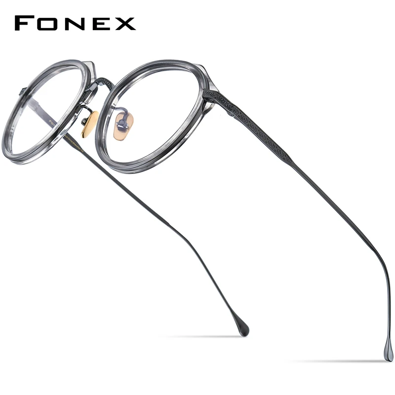 

FONEX Acetate Titanium Eyeglasses Frame Men 2023 Simple Retro Polygon Glasses Women Eyewear LO-04