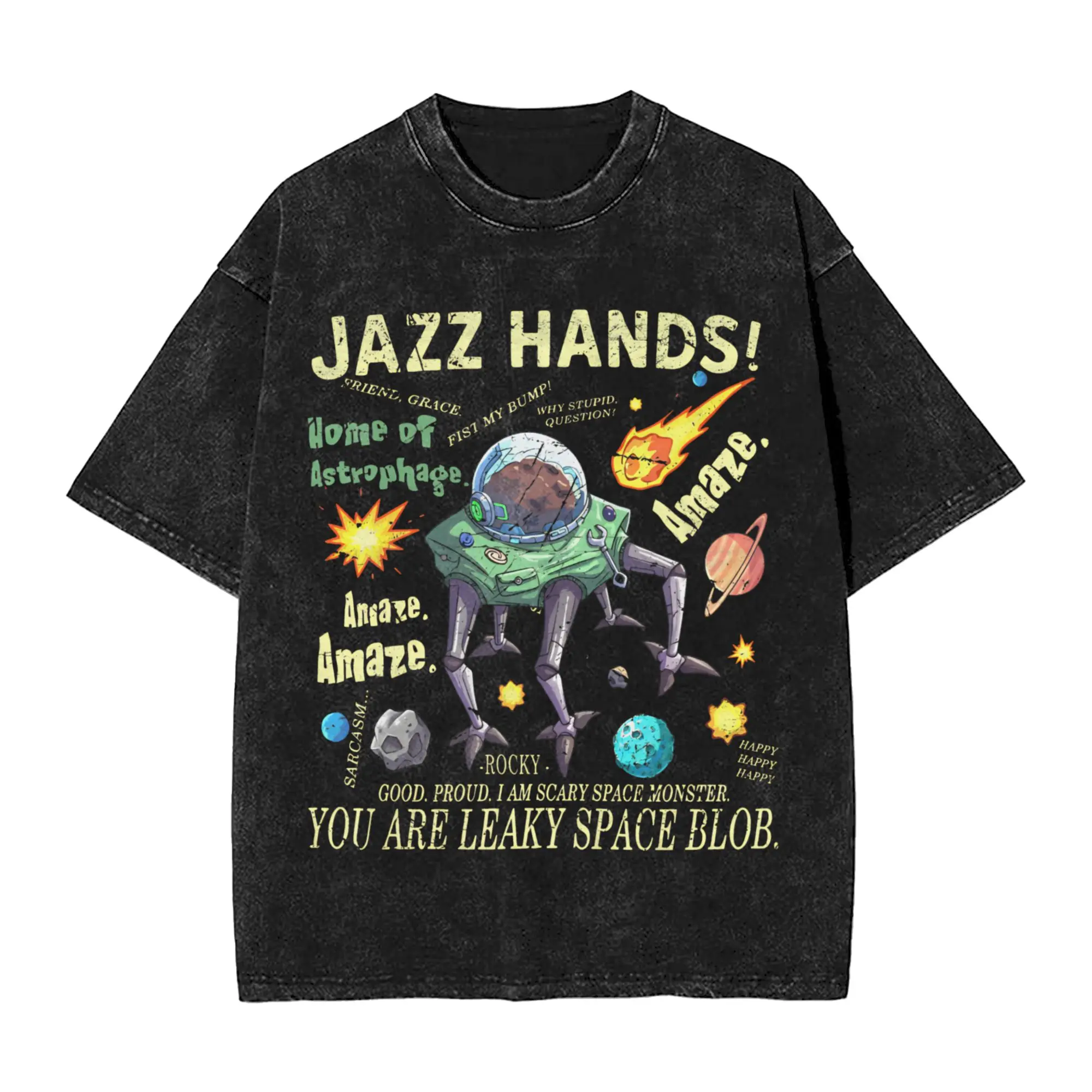 2026 New Summer Project Hail Mary Rocky AMAZE Vintage Washed T-Shirt for Men Women Cotton Tops Casual O-neck Short Sleeve