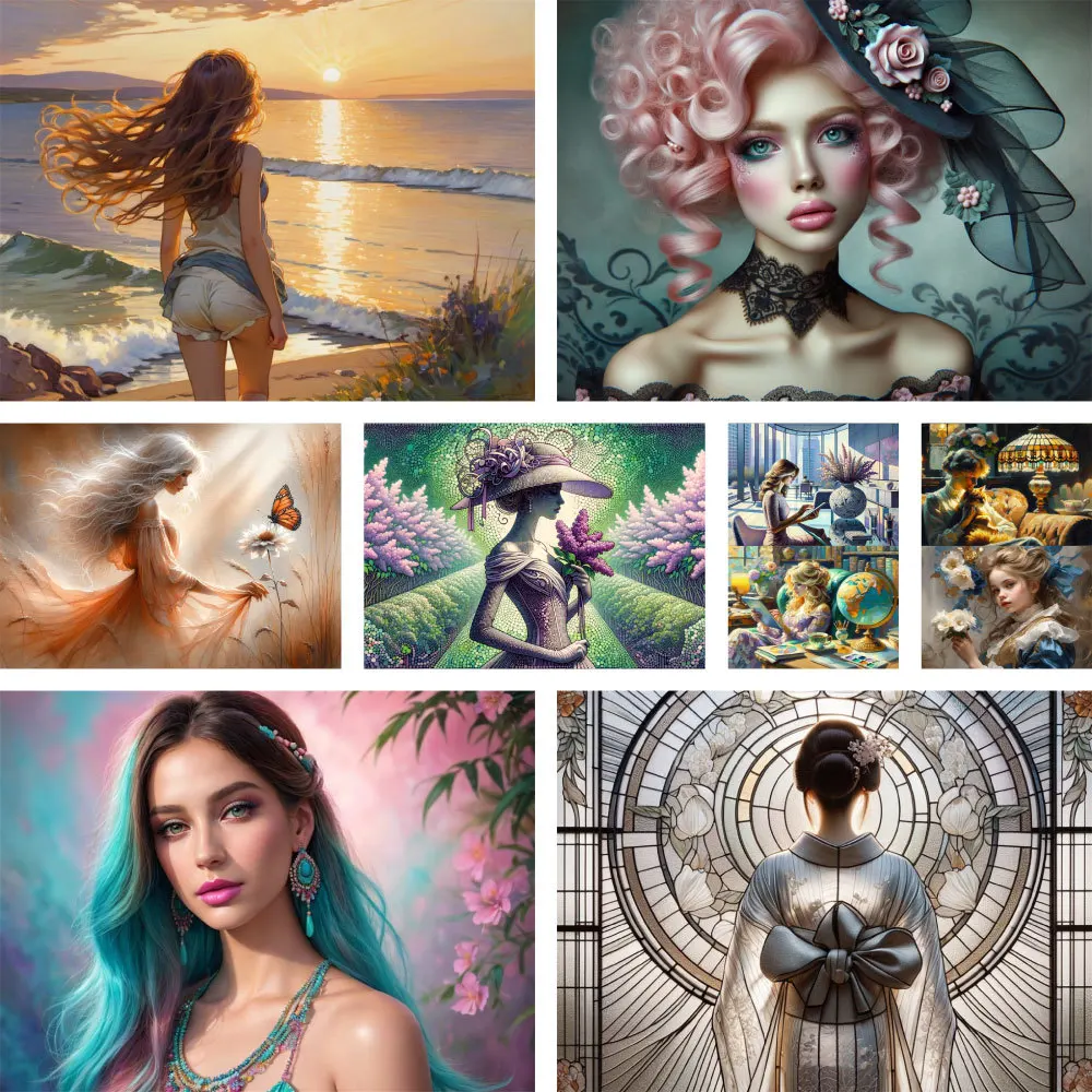 

Portrait Girl Flowers Printed 11CT Cross-Stitch Set Embroidery Painting Craft Needlework Handicraft Sales Counted Jewelry