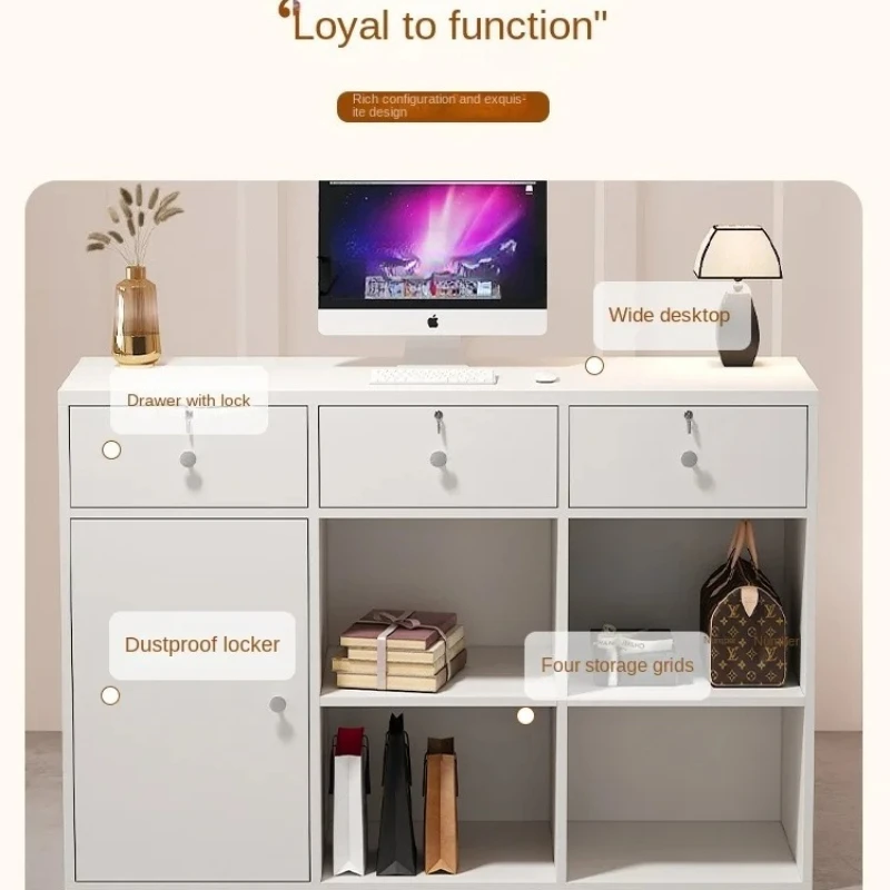 Clothing Store Cashier Modern Simple Small Shop Bar Reception Desk Cream Style