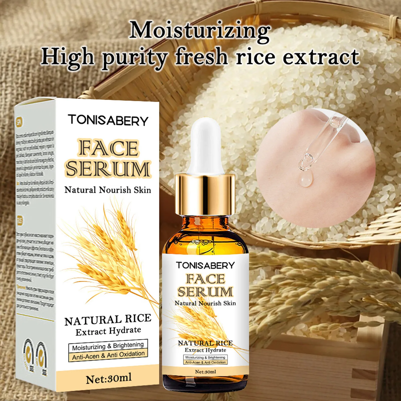 New White Rice Whitening Serum Face Moisturizing Cream Anti Wrinkle Anti Aging Face Fine Lines Skin Care 30ml