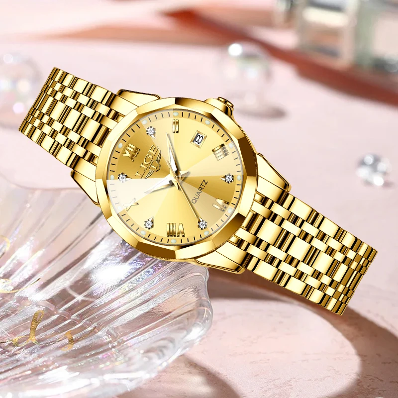 LIGE Fashion Waterproof Quartz Ladies Watches Elegant Top Brand Luxury Women's Wristwatch Casual Diamond Waterproof Reloj Mujer