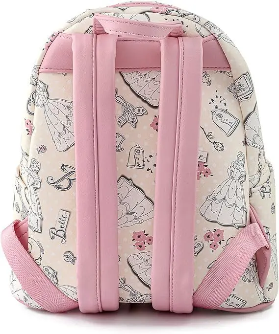 Disney PU Leather Beauty and The Beast Princess Bell Backpack Christmas Lady Bags Sequin Cartoon Schoolbag Handbag for Girls