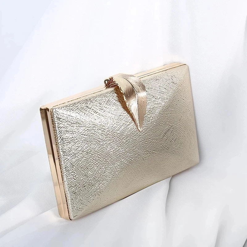 

Luxy Moon Women's Wedding Clutch Bag Gold Purse Ladies Handbag Party Purse For Bridal Metal Leaf Lock Shoulder Bag ZD1524