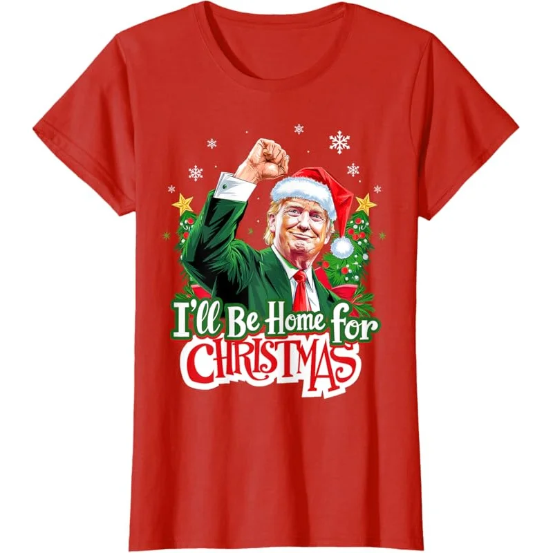 I'll Be Home For Christmas Funny Trump Santa 2024 T-Shirt