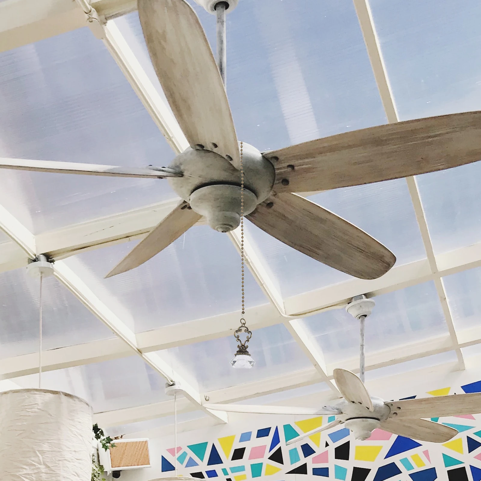 

2Pcs Ceiling Fan Pull Chains Crystal Pendant Vintage Chain Extender Prism Ball Light Pull Chain Extension for Bathroom Toilet