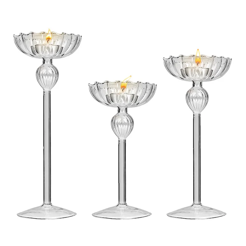 

LTT European tall striped candlestick home decoration ornament dinner candlestick props