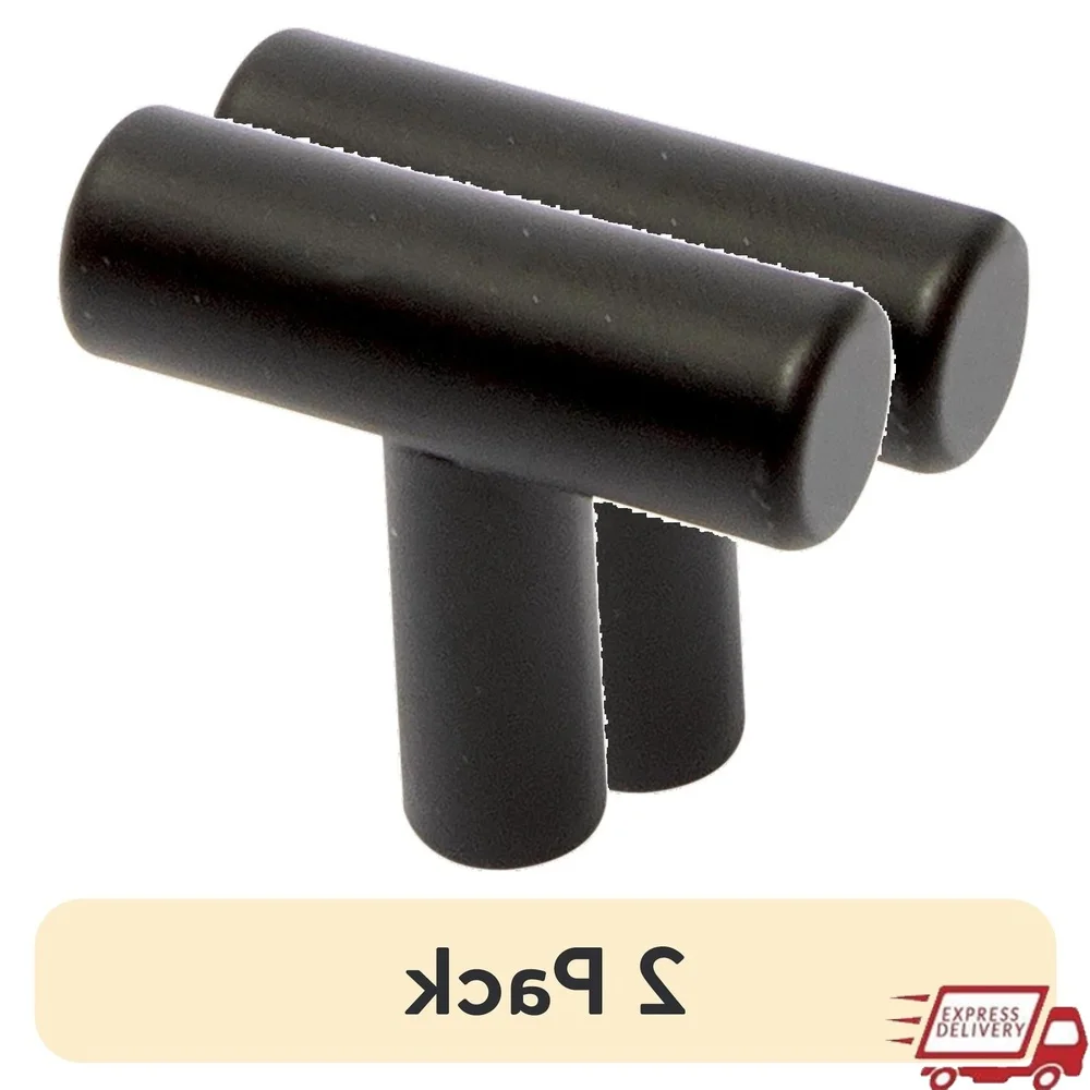 

2 Pack Matte Black Stainless Steel Cabinet Knobs Easy Installation Casual Design Durable Hardware Included Kitchen Bedroom