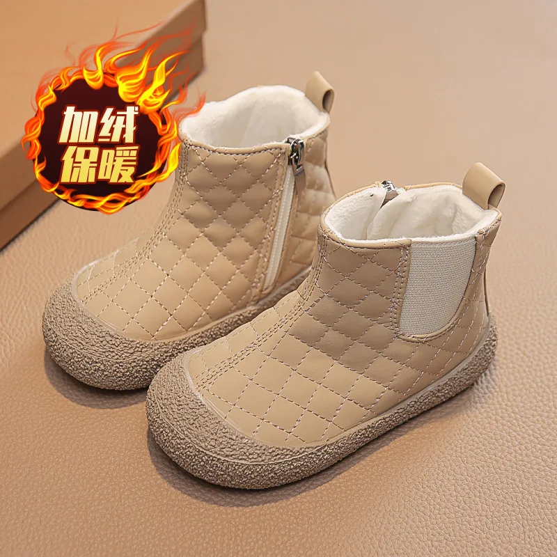 

Short Versatile Toddlers Causal Boots Fashion Thickened Plush Kids Cotton Boots New Children's Winter Boots for Girl Solid Color