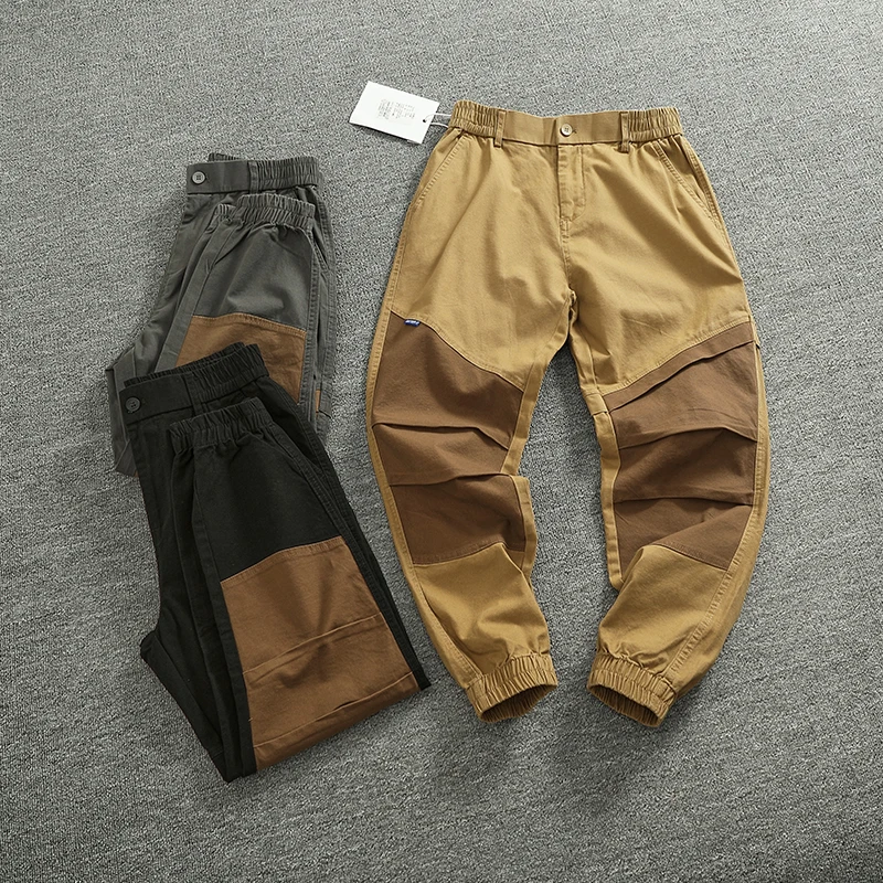 

High Street Sle Color Blo повседневные брюки мужские частицы с узором плетения слегка эластичные 3D спецодежда пошив брюки Харлан