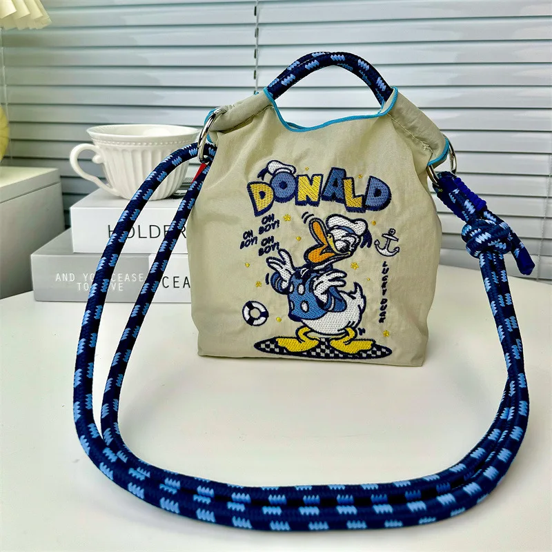 Miniso Disney Drawstring Kawaii Mini Bag Anime Embroidery Cute Handbag Waterproof Beach Style Crossbody Bag Casual Bag For Women