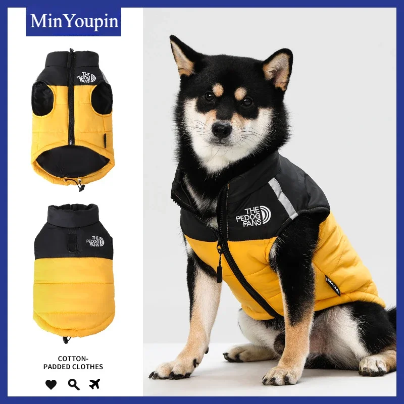 

Winter Warm Reflective Dog Costume The Dog Face Jacket Clothes for Medium Large Dogs Warm and Thick Pet Cotton Coat with Buckle