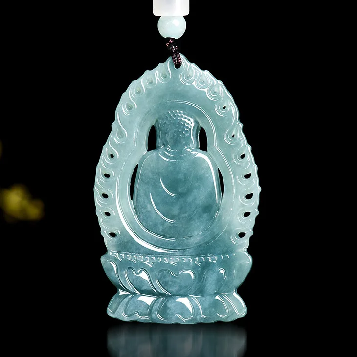 الطبيعية A-الصف الجاديت المياه الزرقاء ثلاثي الأبعاد العملاق الشمس بوذا قلادة زودياك الأغنام القرد الحارس الحياة الله السحر #2