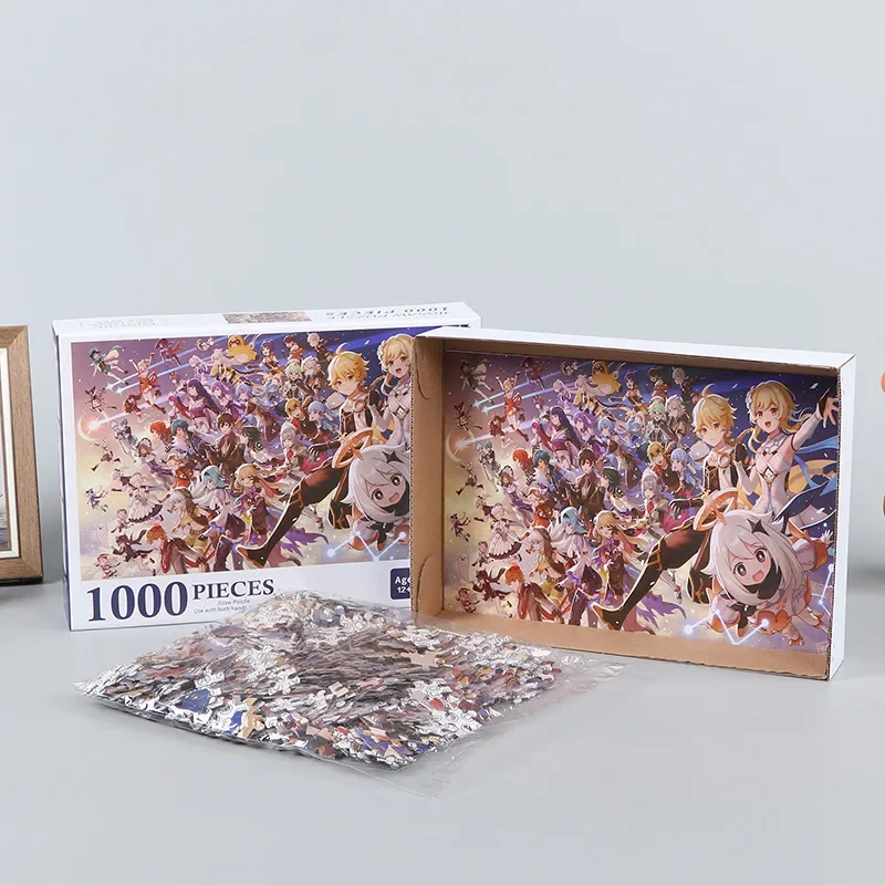 Gioco Genshin Impact Anime 1000pcs Jigsaw Puzzle assemblaggio immagine Puzzle educativo giocattoli adulti giochi per la casa per bambini regalo