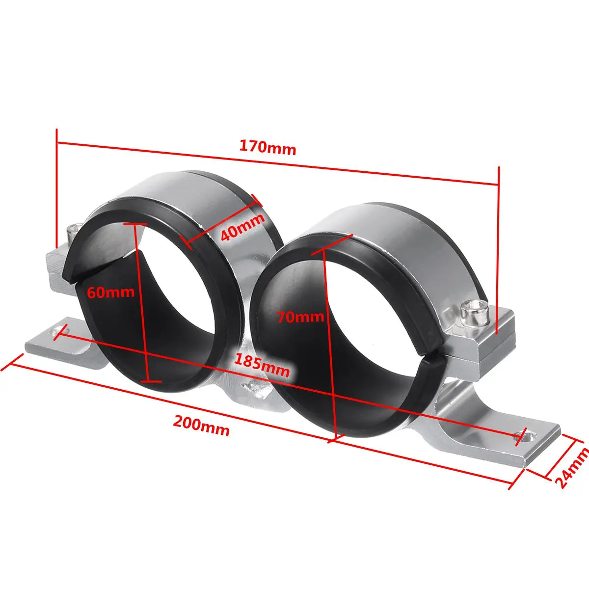 Twin Fuel Pump Mount Bracket 60MM & Fuel Filter Clamp 50mm Cradle For Car Modified