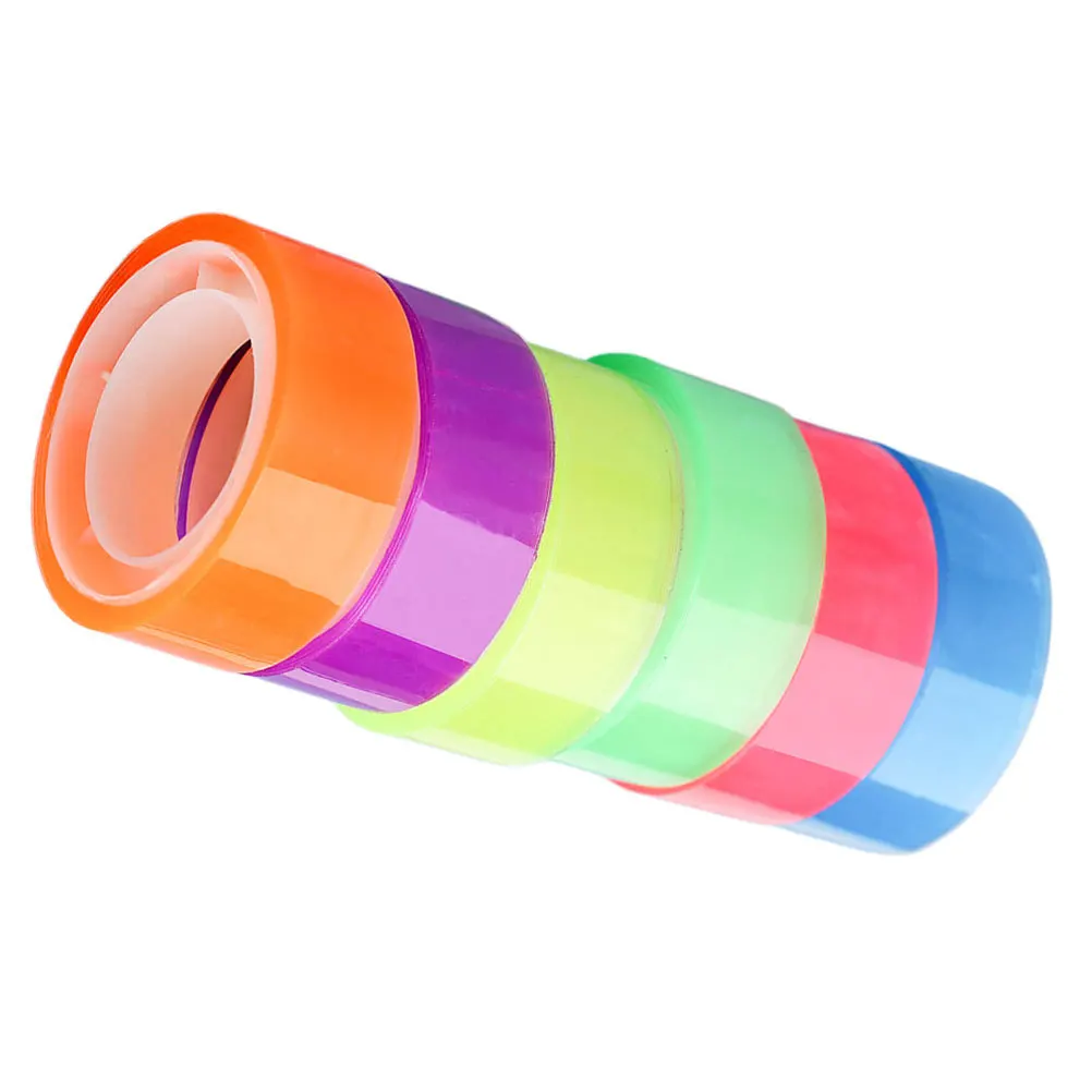 

6pcs Colorful Transparent Tape 6 Rolls Bright Sticky Tape For Journaling Diy Crafts Scrapbooking Labeling Decorating
