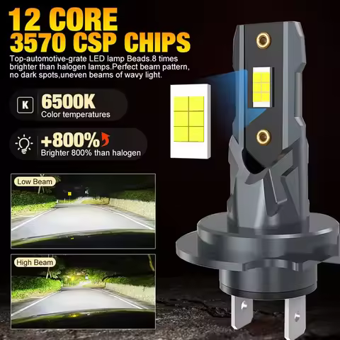 2PCS 22000LM H7 LED Headlight Bulb 12 pieces CSP 3570 Car Headlight Car Mini Canbus H7 LED Lamp Turbo Light 6500K 12V 110W 2026