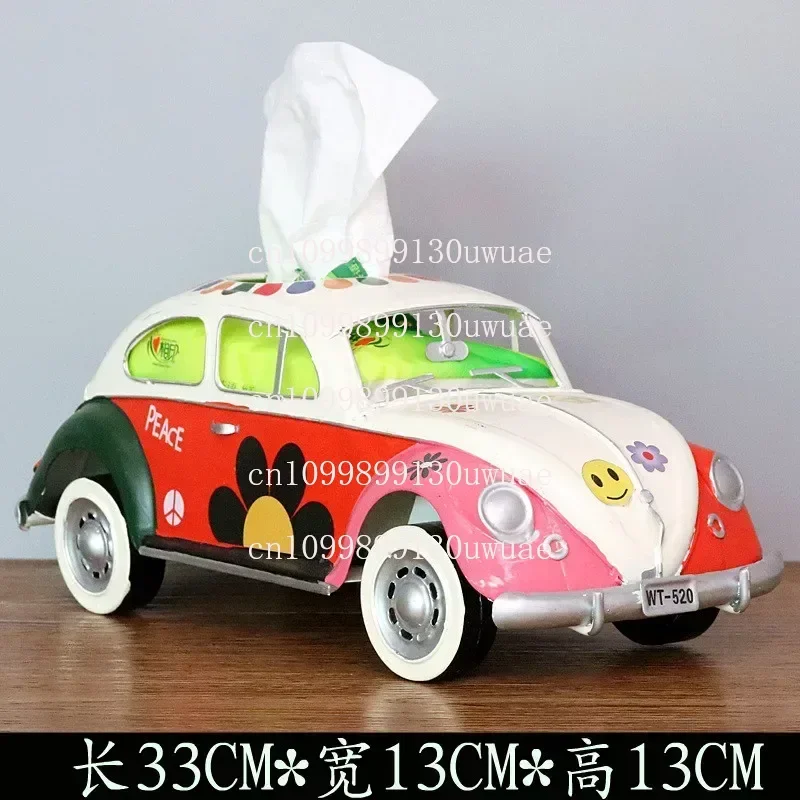 Industrial Wind Bus Tissue Box Iron Art Retro Model Car Tissue Storage Box for Office Home Decoration Creative Paper Holder