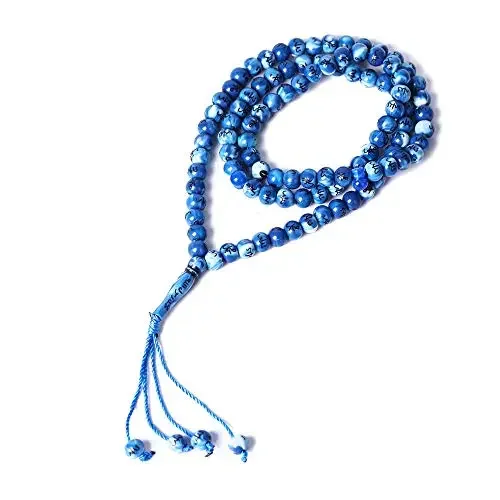 Rosario musulmano da 8mm Tasbih 99 perline preghiera Dhikr Misbaha con nomi di Allah Muhammad inciso nella religione islamica regalo Ramadan