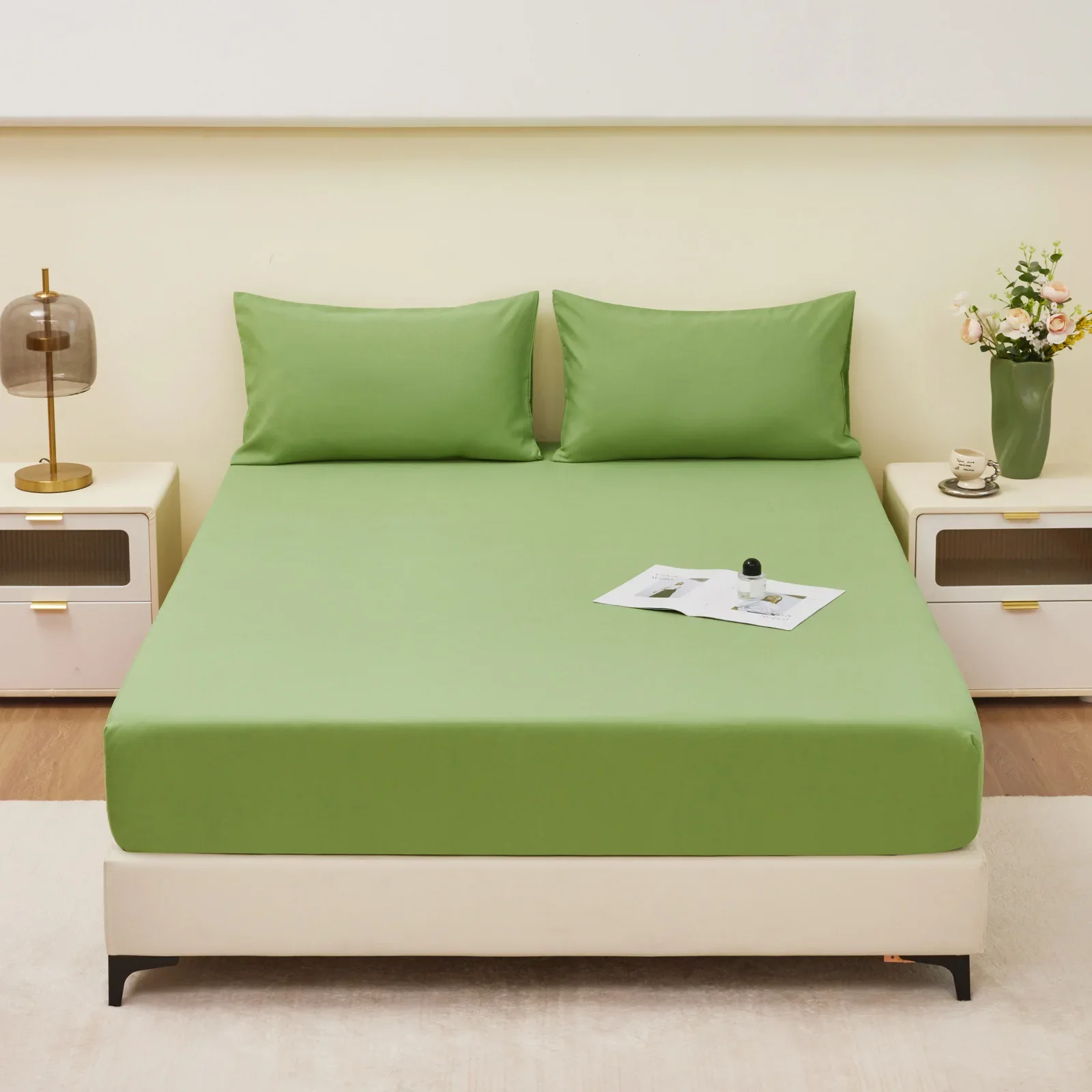 

100% Waterproof Solid Bed Fitted Sheet Nordic Adjustable Mattress Covers Four Corners With Elastic Band Multi Size Bed Sheet