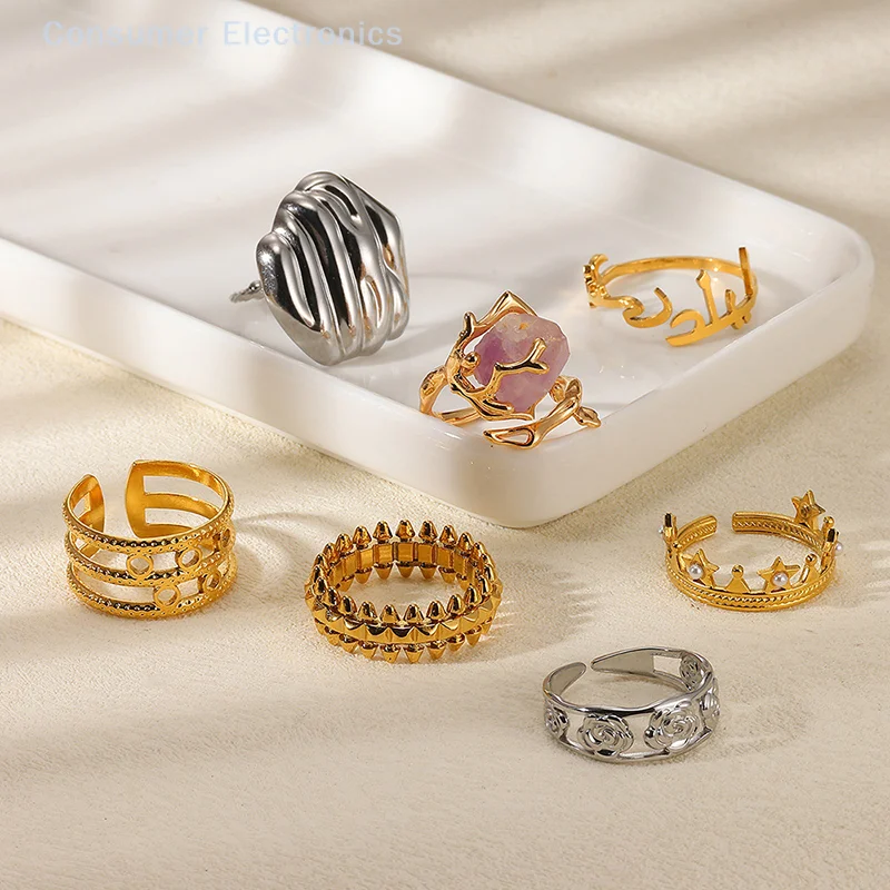 Vintage Rvs Opening Ringen Voor Vrouwen Meisjes Eenvoudige Geometrische Ringen Punk Hip Hop Ringen Sieraden Accessoires Geschenken