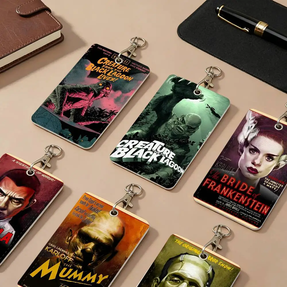 Vintage U-Universal M-Monsters Horror PU Leather Card Holders Anti-lost Protective Cover Cases Cards