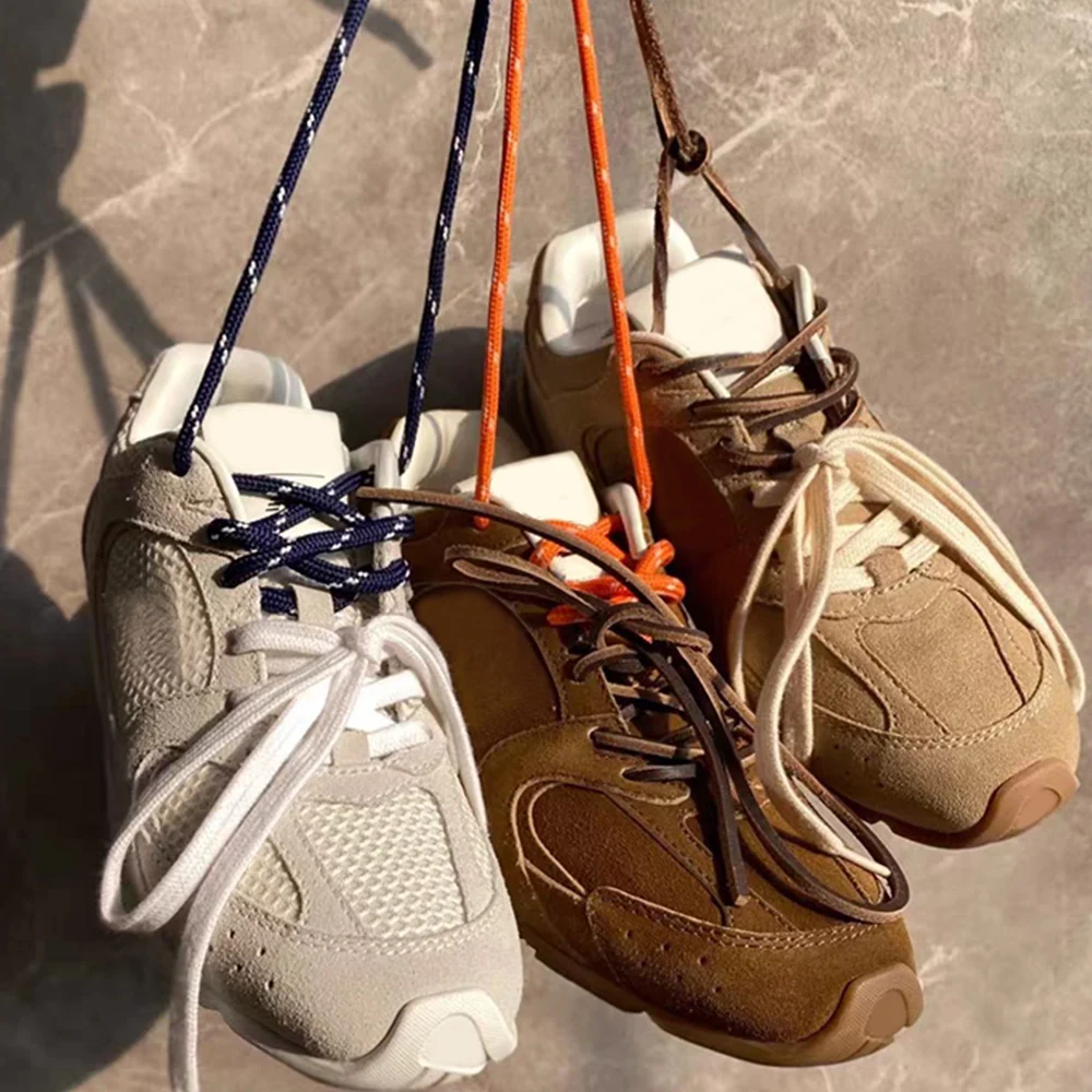 Hot 4pcs/set DIY Shoelaces Round Flat Leather Shoelaces Combination Sports Sneakers Individual Shoes Laces Korean Shoestrings image 3
