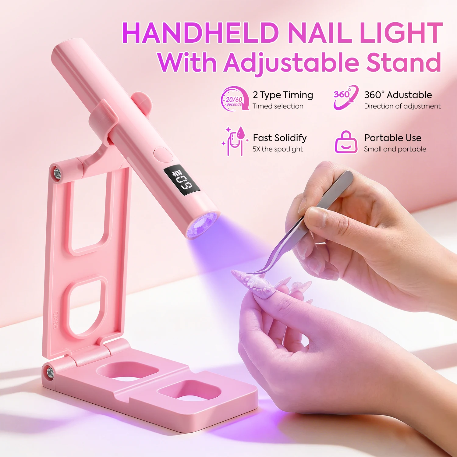 Dianabeauty UV Led Nail Lamp Portable Mini Nail Dryer with 2 Timer Settings Quick Drying Manicure Lamp with Adjustable Stand