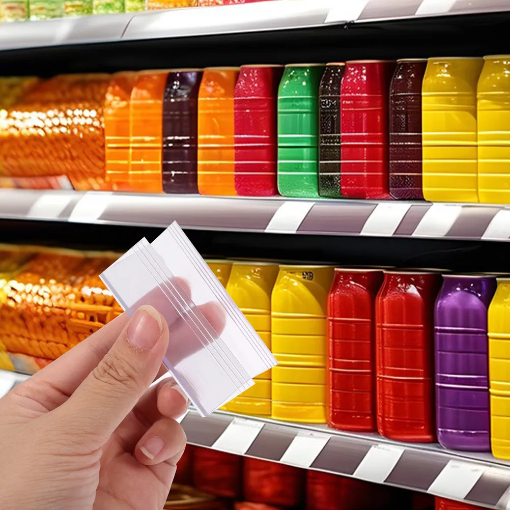 30Pcs Label Holders for Shelves Clear Reusable Shelf Tags Price Cards for Pantry Retail Store Wire Rack Organization