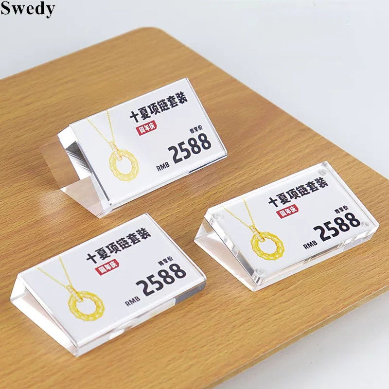 Small Magnetic Table Price Label Tags Acrylic Sign Holder Display Stand Restaurant Shop Menu Paper Price List Holder