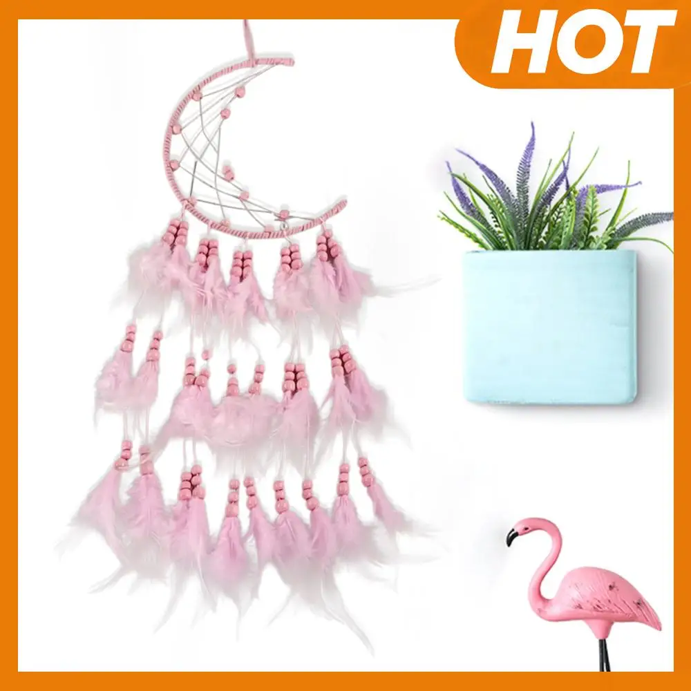 Dream Catcher Pendant Handmade Crafts Wind Chimes Pendant Pearl Feather Exquisite Accessories for Car Office Hotel Homestay