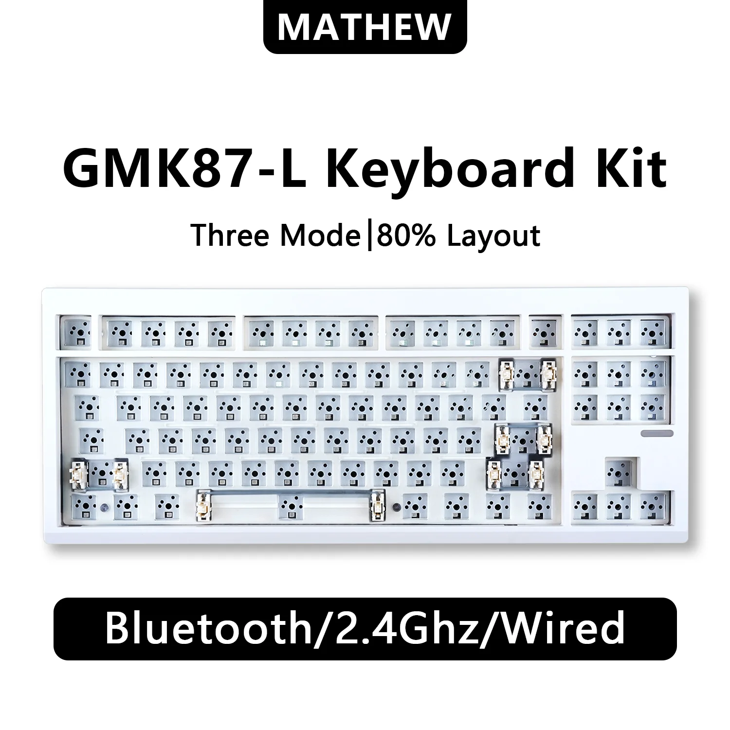 ZUOYA GMK87-L 3Mode Custom DIY BT/2.4G/USB-C Wireless Mechanical Keyboard Kit Supports Hot Swappable RGB Backlight for Win/Mac