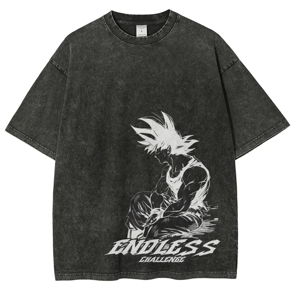 Camiseta de manga corta con estampado de Dragon Ball, ropa informal de verano, ropa de calle para hombre, camiseta para hombre lavada y cómoda Pop