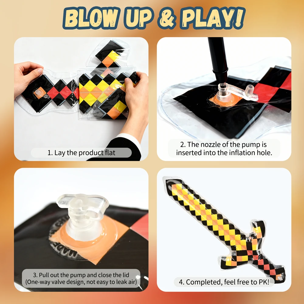 ของเล่นสไตล์พิกเซล ดาบอัญมณี ดาบสีทอง ของเล่นเด็ก เกมในบ้าน อุปกรณ์เป่าลม ดาบ ของขวัญคริสต์มาส