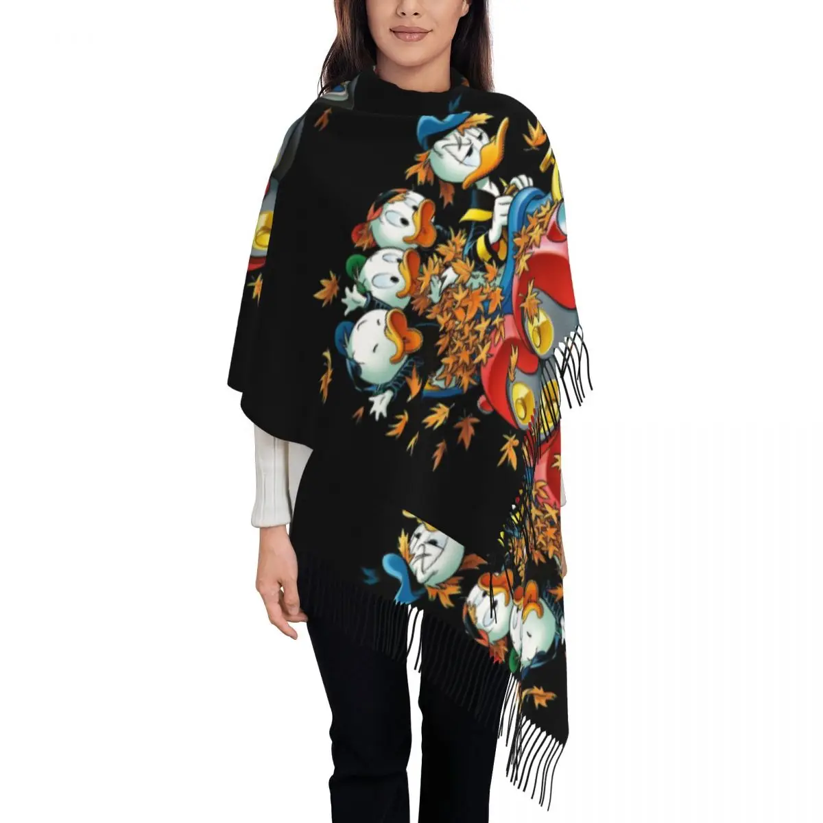 

Шарф в стиле аниме с принтом «Дональд Дак», женский и мужской зимний осенний теплый шарф, кавайные шали с героями мультфильмов, накидки