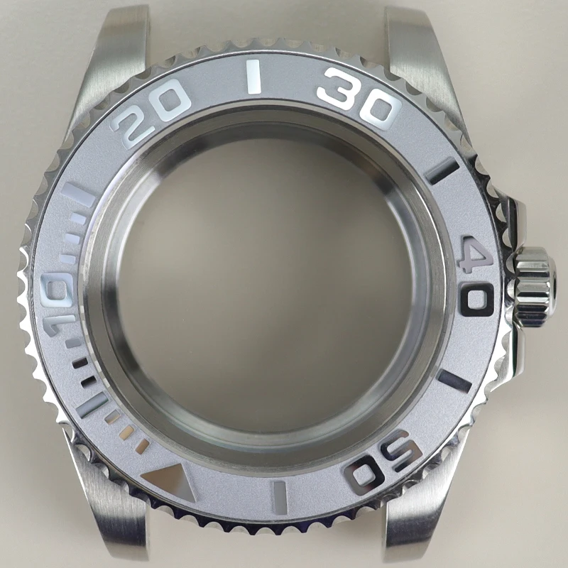 40mm Silvery Diver Watch Case 120 clicks Bezel Sapphire Glass For YACHT Seiko NH35 NH36 Miyota 8215 Eta2824 Movement 28.5mm Dial