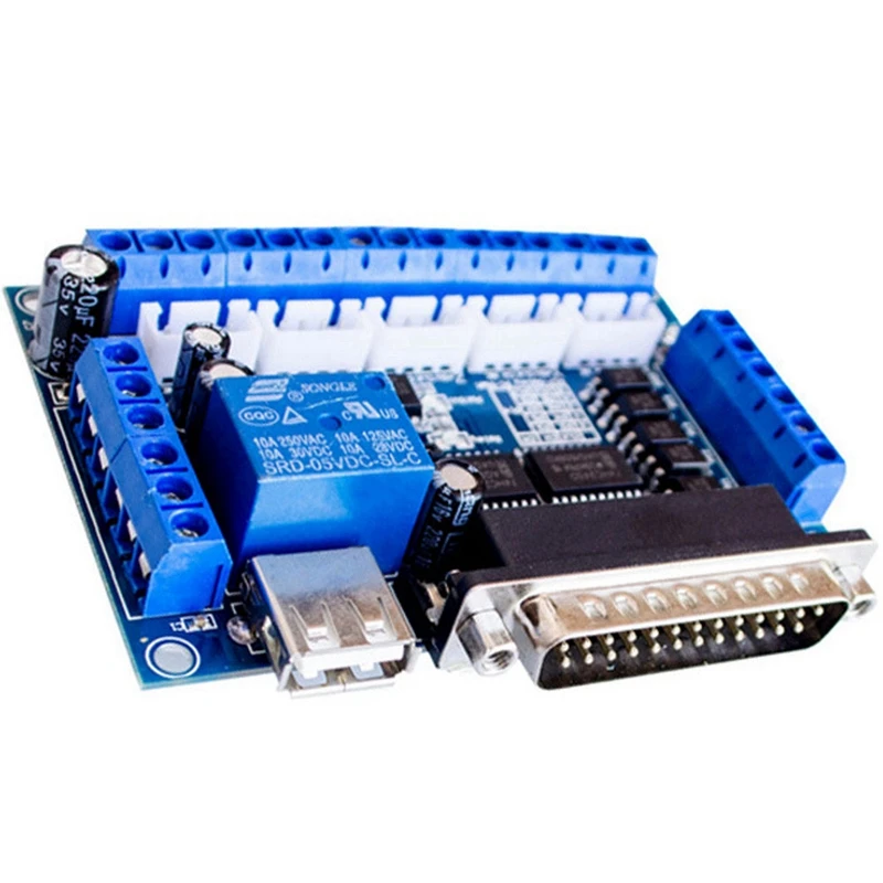 Interface Board MACH3 Interface Board CNC 5 Axis With Optocoupler Adapter Stepper Motor Driver + USB Cable