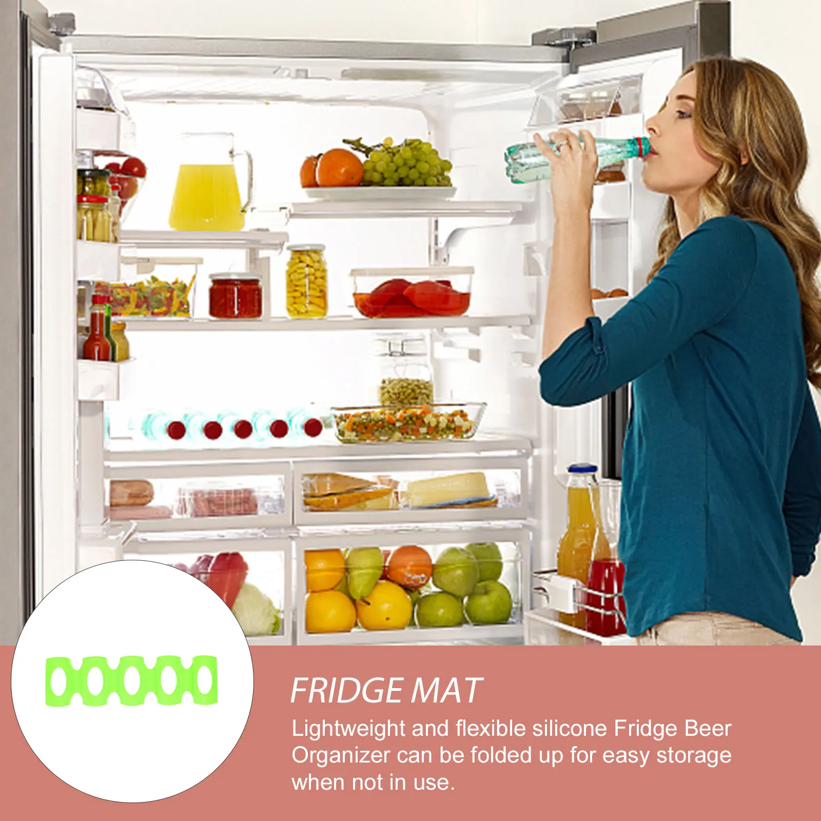

Silicone Fridge ganizer Bottle Holder Water Storage Rack Mat Anti Slip Can Stacker Shelf Silicone Can ganizer Pantry Garage