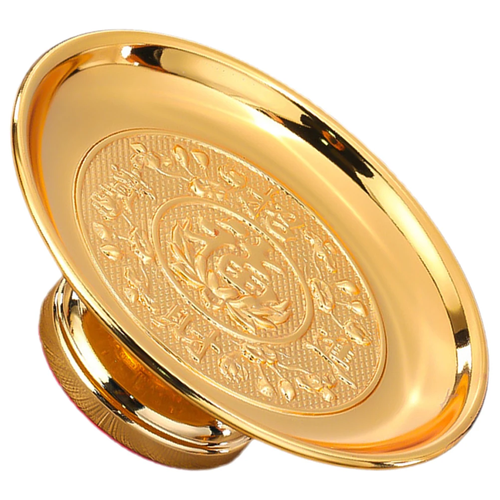 

Lotus Fruit Tray Offering Plate Worship Supplies Alloy Container Vintage Pattern Smooth Temple Home Decoration