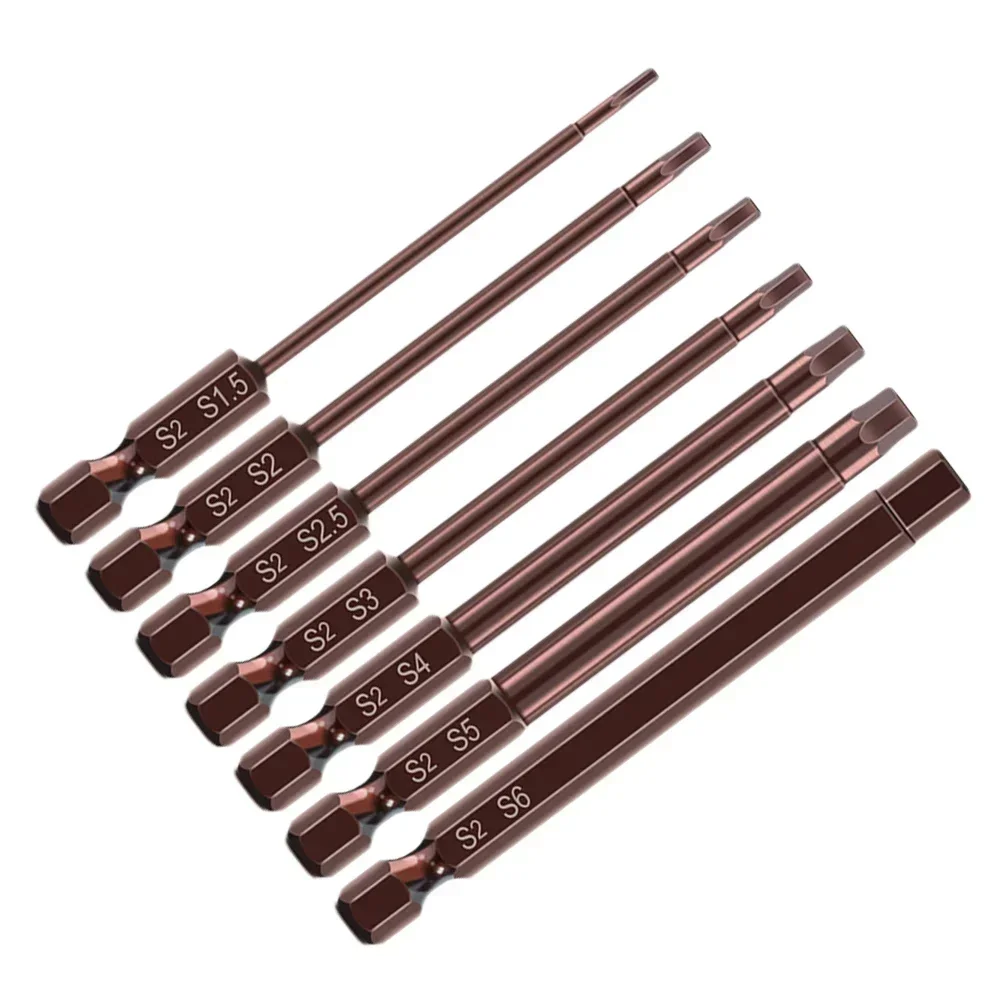 1pc 65mm Hex Head Screwdriver Bits H1.5-H6mm Magnetic Hexagonal Shank Electric Screwdriver Bits Power Tool Parts